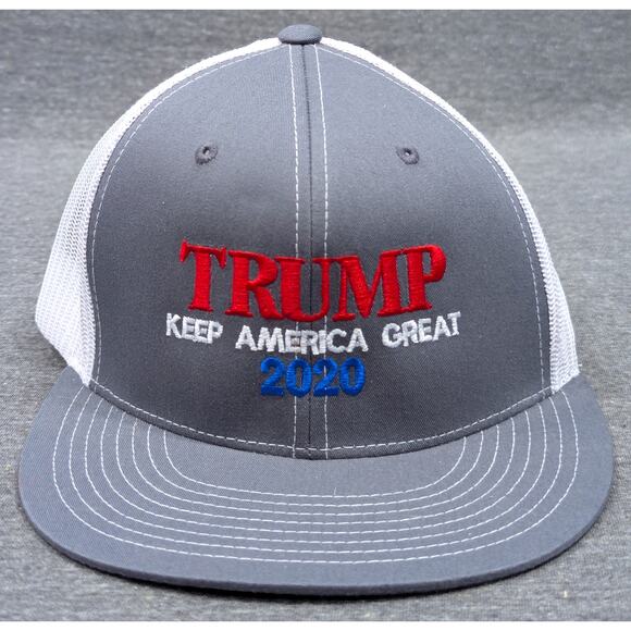 PACIFIC HEADWEAR Hat - Gray/White, Trump Keep America Great, Flat Bill, Snapback - Picture 1 of 4